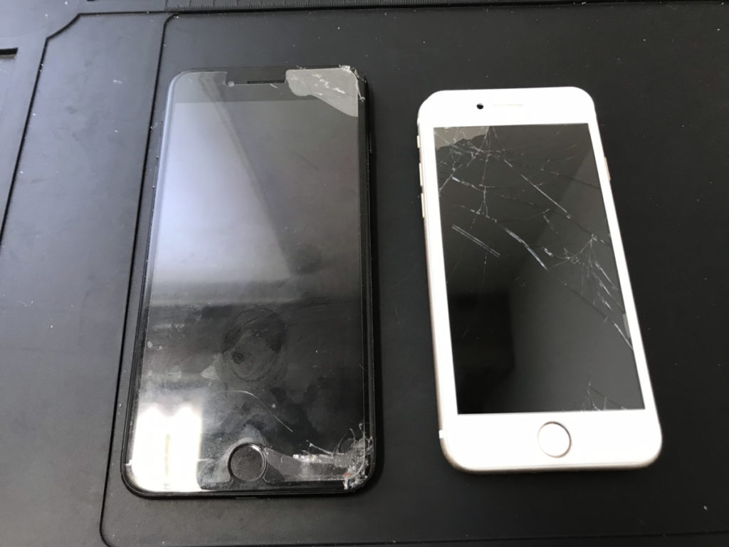 画面修理前のiPhone7PlusとiPhone7