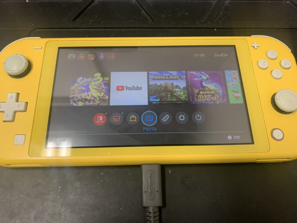 充電口修理後のNintendo Switch Lite