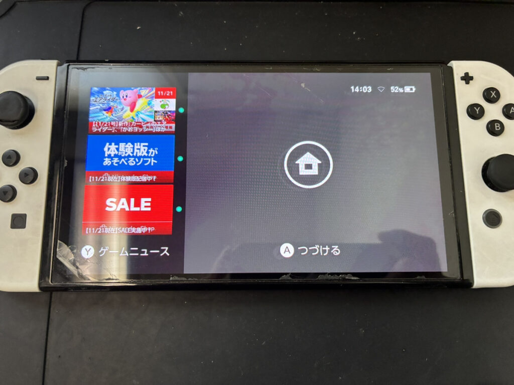 基板修理後のNintendo Switch有機ELモデル